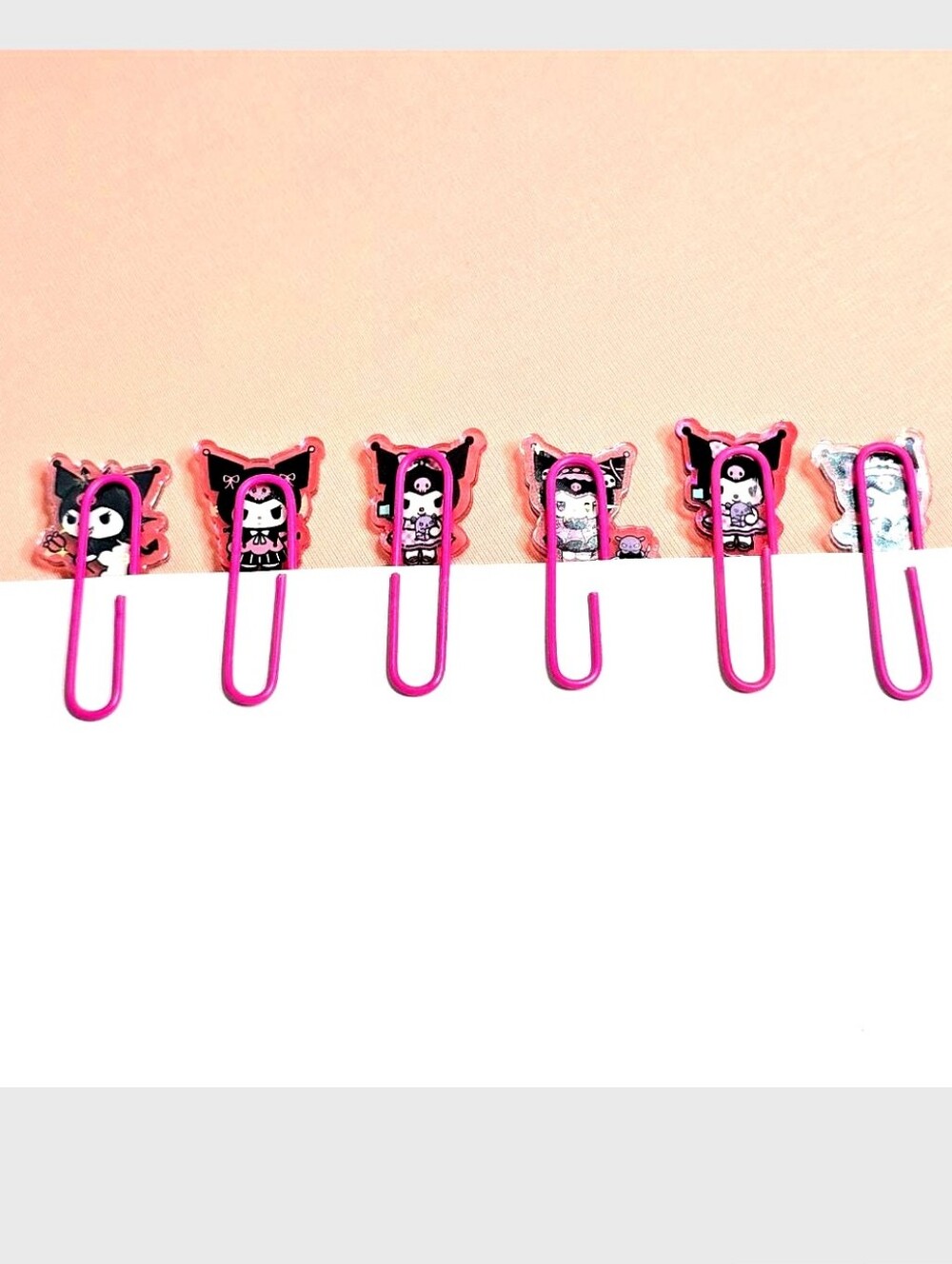 Kuromi Decorated Pink Paper Clips Metal Clip Set Of 6 - Picture 2 of 9